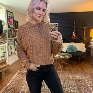 Free People batwing cable knit sweater in light sienna